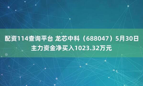 配资114查询平台 龙芯中科（688047）5月30日主力资金净买入1023.32万元